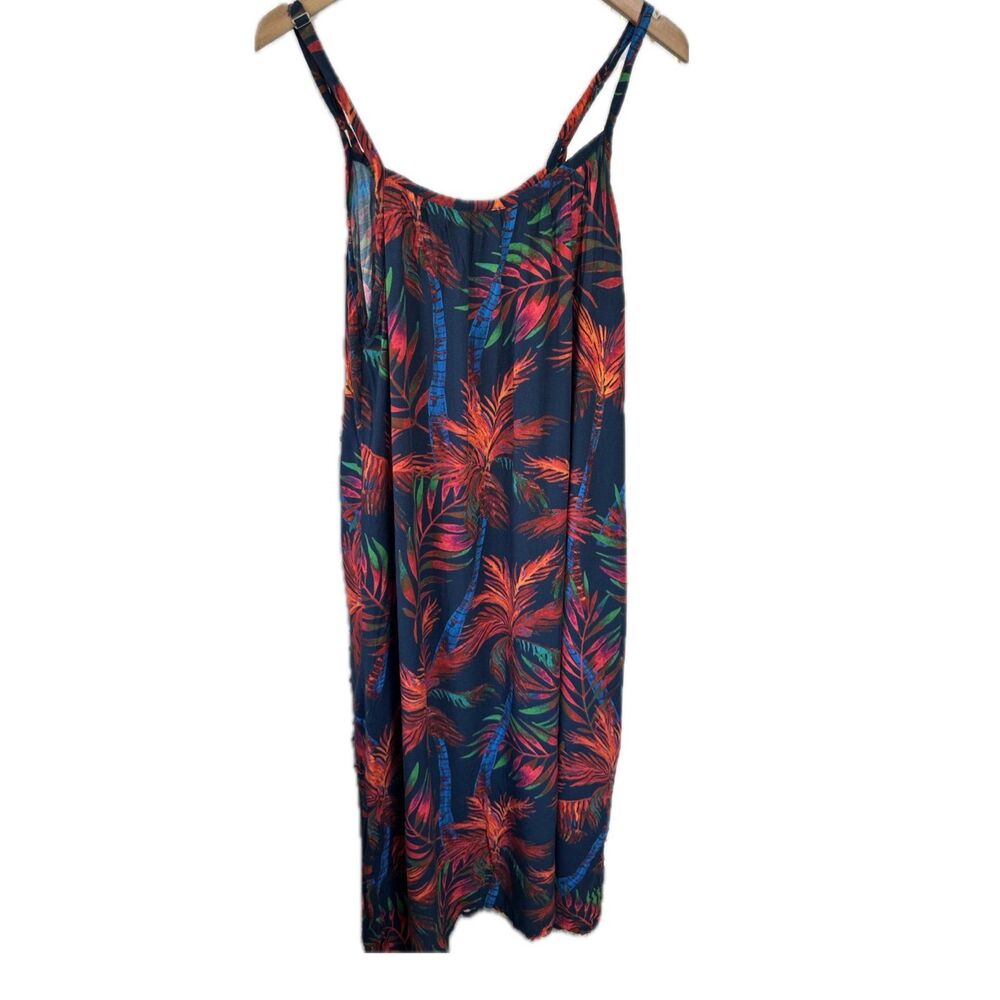 Totoka Clothing Fijian 100% Cotton Hawaiian Tropical Leaves Slip Midi Dress